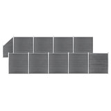 WPC Fence Set 9 Square + 1 Slanted 1657x186 cm Grey 3053241