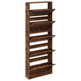 Shoe Cabinet with Mirror 5-Layer Smoked Oak 63x17x169.5 cm 3228283