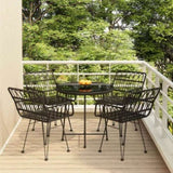 5 Piece Garden Dining Set Black Poly Rattan 3157842