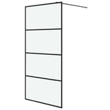 Walk-in Shower Wall Black 100x195 cm Frosted ESG Glass 152132
