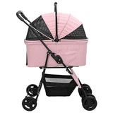 Folding Pet Stroller Adjustable Pink 81 x 47 x 99 cm Polyester 42012432