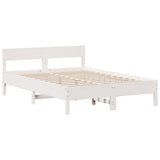 Bookcase Bed without Mattress White 135x190cm Double Solid Wood Pine 3323042