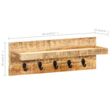 Wall Mounted Coat Rack 60x15x20 cm Solid Rough Mango Wood 286469