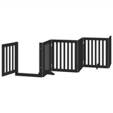 Dog Gate with Door Foldable 6 Panels Black 300 cm Poplar Wood 352253