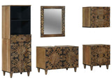 Bathroom Furniture Set with Drawer 5 pcs Brown Solid Mango Wood 3310111