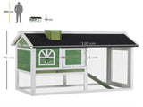 Wooden Rabbit Hutch and Run with Sliding Tray, Ramp, Water-resistant Roof, for 2-4 Rabbits, Green T3398P547948