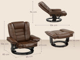 Faux Leather 135&deg Reclining Chair and Footstool - Brown T3398P377952