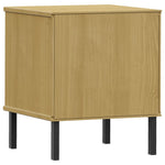 ZNTS Bedside Cabinet with Metal Legs Brown Solid Wood Pine OSLO 350970