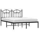 Metal Bed Frame without Mattress with Headboard Black 140x200cm 353440