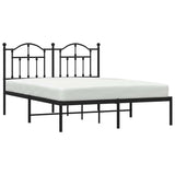 Metal Bed Frame without Mattress with Headboard Black 140x200cm 353440