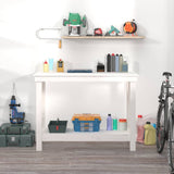 Work Bench White 110x50x80 cm Solid Wood Pine 822502