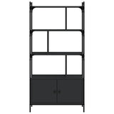 Bookcase with Doors Black76.5x30x154.5 cm Engineered Wood 833348