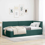 Corner Bed Frame with Headboard Dark green 100 x 200 cm Fabric 42016475