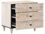 Bed cabinet with Drawer White 50 x 33 x 60 cm Solid Mango Wood 4018377