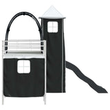 Kids'Loft Bed Frame White and Black 100 x 190 cm Metal 42020896