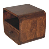 Extra Mini Wall Mounted Curved Chestnut Bedside with Open Slot IN3901