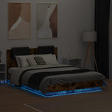 Bed Frame with LED without Mattress Smoked Oak 120x190 cm Small Double 3210056