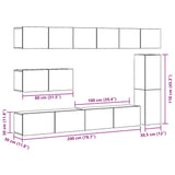 7 Piece TV Cabinet Set Wall-mounted Artisan Oak Engineered Wood 3329214