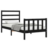 Bed Frame without Mattress Black Small Single Solid Wood Pine 3191870