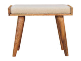 Solid Wood Boucle Cream Tray Style Footstool, Upholstered, Nordic Legs, Beige and Brown B2743P402989