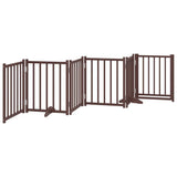 Dog Gate with Door Foldable 6 Panels Brown Oak 300 cm Solid Wood Fir 352293
