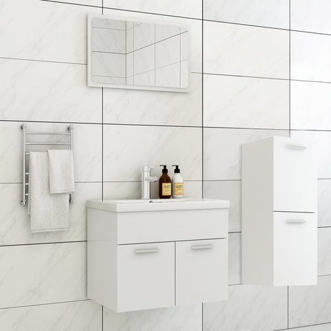ZNTS Bathroom Furniture Set White Engineered Wood 3071450