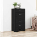 Sideboard with 6 Drawers Black Oak 50x34x96 cm Engineered Wood 862442