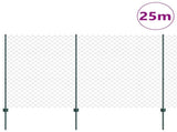 Chain Link Fence with Post 25 x 1.6 m PVC-Coated Steel 3336256