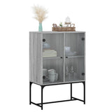 Side Cabinet with Glass Doors Grey Sonoma 69x37x100 cm 836551