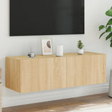 TV Wall Cabinet with LED Lights Sonoma Oak 100x35x31 cm 837297