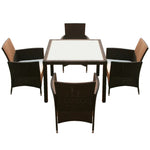 5 Piece Outdoor Dining Set with Cushions Poly Rattan Brown 43129