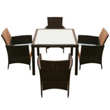 5 Piece Outdoor Dining Set with Cushions Poly Rattan Brown 43129