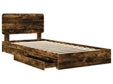 Storage Bed with Drawer Smoked Oak 75 x 190 cm Engineered Wood 3412739