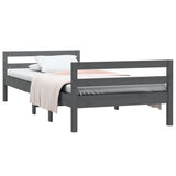 Bed Frame without Mattress Grey 90x200 cm Solid Wood Pine 821626