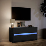 TV Cabinet with LED Black 100x34x50 cm Engineered Wood 852216