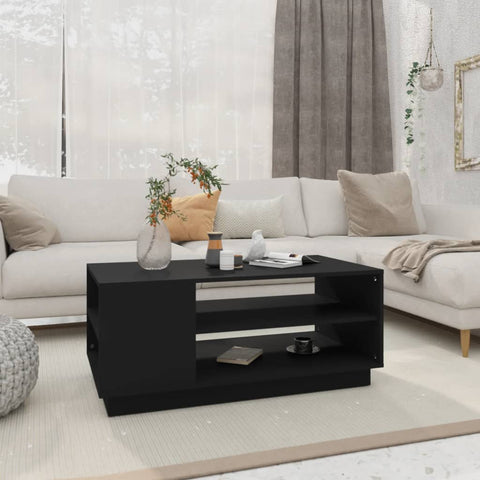 ZNTS Coffee Table Black 102x55x43 cm Engineered Wood 810281