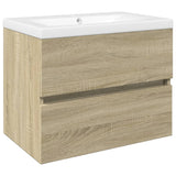 ZNTS 2 Piece Bathroom Furniture Set Ceramic and Engineered Wood 3307658