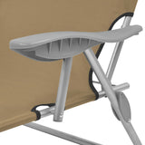 Folding Sun Lounger with Canopy Steel Taupe 44297