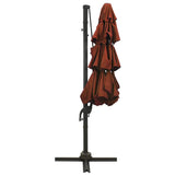 Garden Parasol Terracotta Polyester, Powder-Coated Aluminium Large 313833