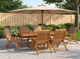 7-Piece Garden Dining Set Natural Solid Acacia Wood 3434527