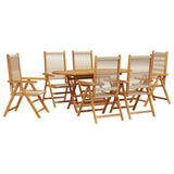Garden Dining Set Folding 7 pcs Beige Solid Acacia Wood 3375741