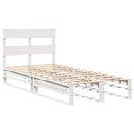 ZNTS Bed Frame without Mattress White 75x190 cm Small Single Solid Wood Pine 850819