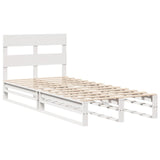 ZNTS Bed Frame without Mattress White 75x190 cm Small Single Solid Wood Pine 850819