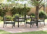 Garden Dining Set with Cushion 5 pcs Black Rattan 3380815