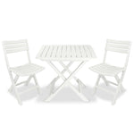 3 Piece Folding Bistro Set Plastic White 43581