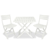 3 Piece Folding Bistro Set Plastic White 43581