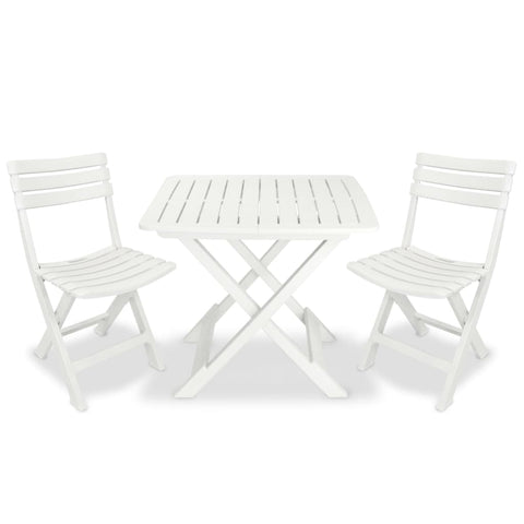 3 Piece Folding Bistro Set Plastic White 43581