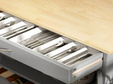 Modern Kitchen Trolley, Rolling Island Storage Cart with Drawer, 9-bottle Wine Rack, Door Cabinets, T3398P422887