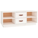 TV Cabinet White 100x34x40 cm Solid Wood Pine 818226