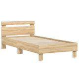 Bed Frame without Mattress with LED Lights Sonoma Oak 75x190 cm Small Single 838752